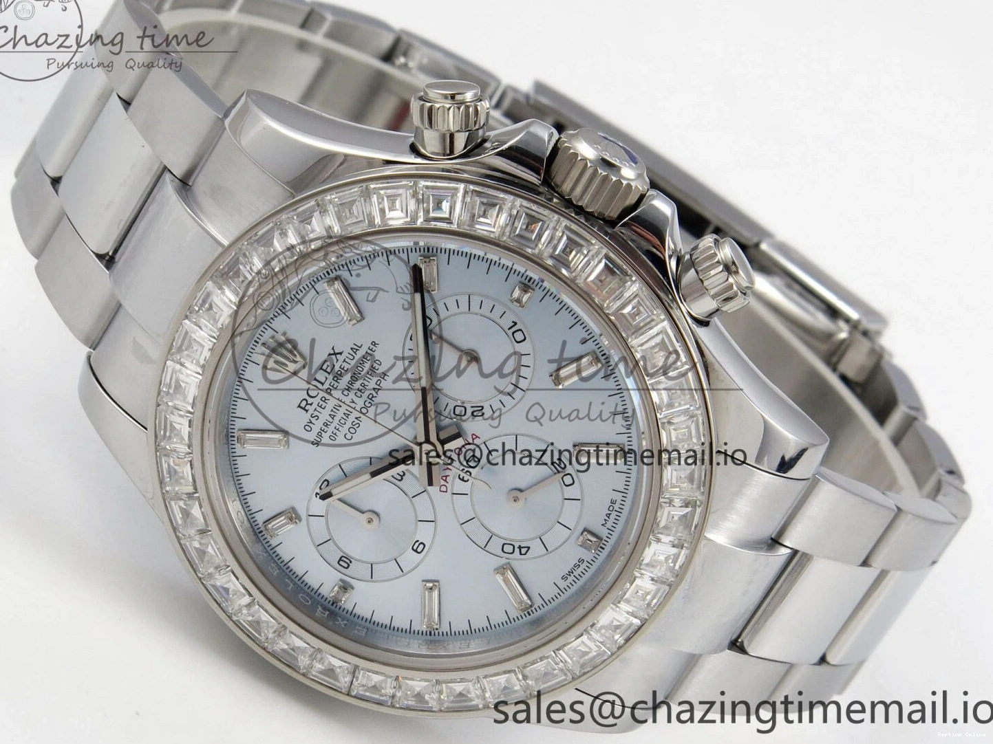 0227 Daytona 116576TBR 3CF 1:1 Best Edition diamonds Bezel Ice Blue Dial on SS Bracelet SH4130 V2(Mod Version) WaterResistant 140